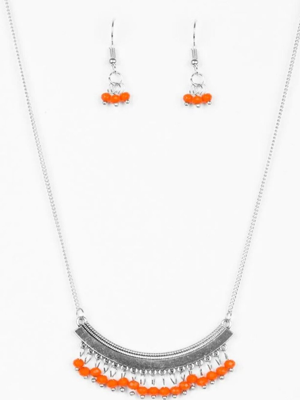 Paparazzi Fringe Fever Orange Necklace & Earrings Set